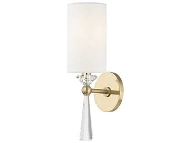 Hudson Valley Birch 14" Tall 1-Light Aged Brass Off White Crystal Wall Sconce HV9951AGB