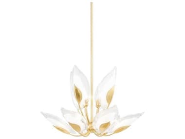 Hudson Valley Blossom 29" Wide 10-Light Gold Leaf Glass Candelabra Round Tiered Chandelier HV4829GL
