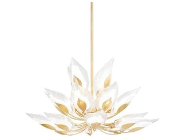 Hudson Valley Blossom 40" Wide 20-Light Gold Leaf Glass Candelabra Round Tiered Chandelier HV4840GL