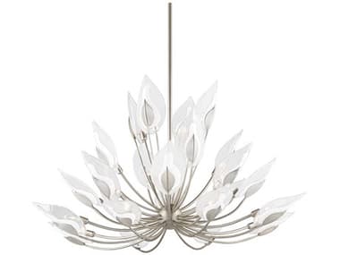 Hudson Valley Blossom 55" Wide 24-Light Silver Leaf Glass Candelabra Round Chandelier HV4856SL