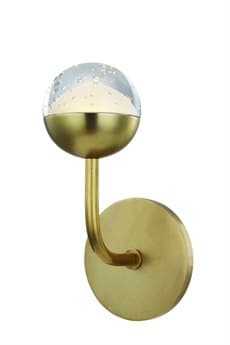 Hudson Valley Boca 9" Tall 1-Light Aged Brass Clear Glass LED Wall Sconce HV1241AGB