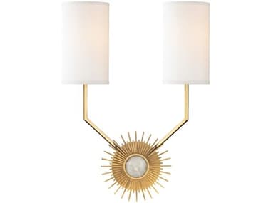 Hudson Valley Borland 18" Tall 2-Light Aged Brass White Crystal Wall Sconce HV5512AGB