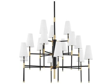 Hudson Valley Bowery 48" Wide 15-Light Aged Old Bronze Glass LED Candelabra Empire Tiered Chandelier HV3748AOB