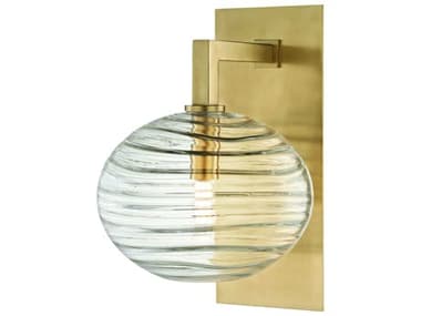 Hudson Valley Breton 12" Tall 1-Light Aged Brass Clear Glass LED Wall Sconce HV2400AGB