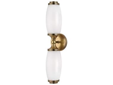 Hudson Valley Brooke 19" Tall 2-Light Aged Brass White Glass Wall Sconce HV1682AGB