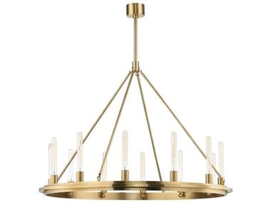 Hudson Valley Chambers 45" Wide 12-Light Aged Brass Round Chandelier HV2745AGB