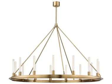 Hudson Valley Chambers 58" Wide 15-Light Aged Brass Round Chandelier HV2758AGB