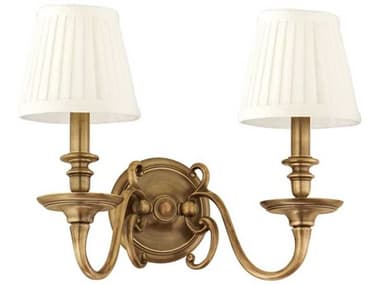 Hudson Valley Charleston 12" Tall 2-Light Aged Brass Off White Wall Sconce HV1742AGB
