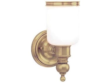 Hudson Valley Chatham 10" Tall 1-Light Aged Brass Off White Glass Wall Sconce HV6301AGB