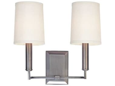 Hudson Valley Clinton 11" Tall 2-Light Polished Nickel Off White Wall Sconce HV812PN