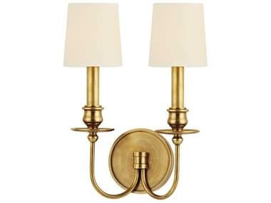 Hudson Valley Cohasset 14" Tall 2-Light Aged Brass Off White Wall Sconce HV8212AGB