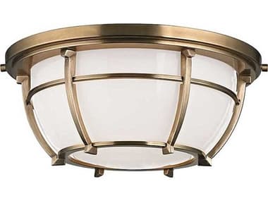 Hudson Valley Conrad 11" 2-Light Aged Brass Glass Bowl Flush Mount HV4112AGB