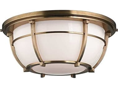 Hudson Valley Conrad 15" 3-Light Aged Brass Glass Bowl Flush Mount HV4115AGB