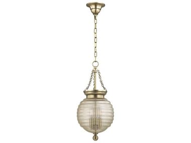 Hudson Valley Coolidge 10" 3-Light Aged Brass Clear Glass Round Mini Pendant HV3210AGB