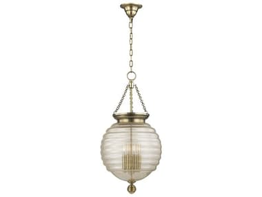 Hudson Valley Coolidge 14" 4-Light Aged Brass Clear Glass Round Pendant HV3214AGB