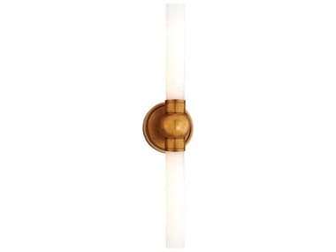 Hudson Valley Cornwall 25" Tall 2-Light Aged Brass Off White Glass Wall Sconce HV822AGB