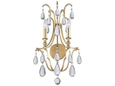 Hudson Valley Crawford 23" Tall 2-Light Aged Brass Crystal Wall Sconce HV9302AGB
