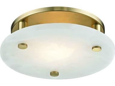 Hudson Valley Croton 12" 1-Light Aged Brass White LED Drum Flush Mount HV4712AGB