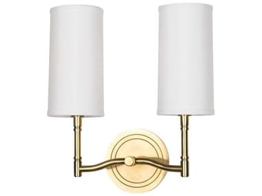 Hudson Valley Dillon 13" Tall 2-Light Aged Brass Off White Wall Sconce HV362AGB
