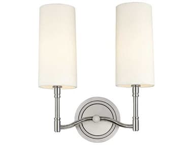 Hudson Valley Dillon 13" Tall 2-Light Polished Nickel Off White Wall Sconce HV362PN