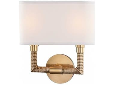 Hudson Valley Dubois 12" Tall 2-Light Aged Brass Off White Wall Sconce HV1022AGB