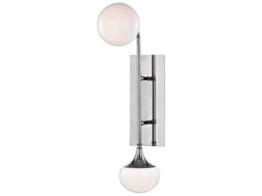 Hudson Valley Fleming 22" Tall 2-Light Polished Nickel Off White Glass LED Wall Sconce HV4700PN