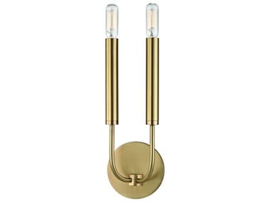 Hudson Valley Gideon 15" Tall 2-Light Aged Brass Wall Sconce HV2600AGB