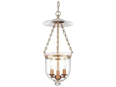 Hudson Valley Hampton 10" Wide 3-Light Aged Brass Clear Glass Bell Candelabra Chandelier HV252AGBC1