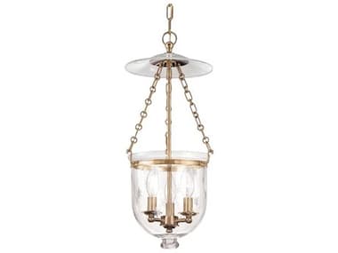 Hudson Valley Hampton 10" Wide 3-Light Aged Brass Clear Glass Bell Candelabra Chandelier HV252AGBC3