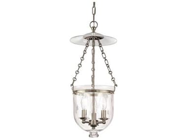 Hudson Valley Hampton 3-Light Historic Nickel Clear Glass Bell Candelabra Chandelier HV252HNC3