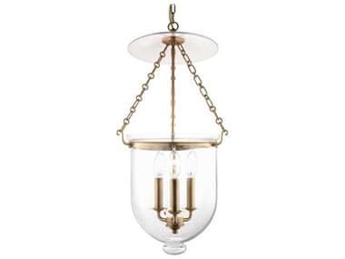 Hudson Valley Hampton 12" Wide 3-Light Aged Brass Clear Glass Bell Candelabra Chandelier HV254AGBC1