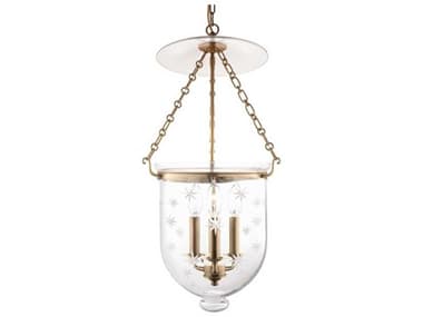 Hudson Valley Hampton 12" Wide 3-Light Aged Brass Clear Glass Bell Candelabra Chandelier HV254AGBC3
