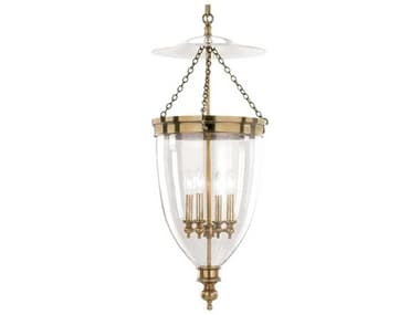 Hudson Valley Hanover 15" Wide 4-Light Aged Brass Clear Glass Bell Candelabra Chandelier HV143AGB