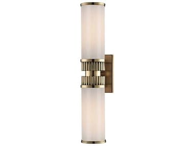 Hudson Valley Harper 21" Tall 2-Light Aged Brass Off White Glass Wall Sconce HV1562AGB