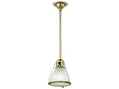 Hudson Valley Haverhill 8" 1-Light Aged Brass Glass Bell Mini Pendant HV7308AGB