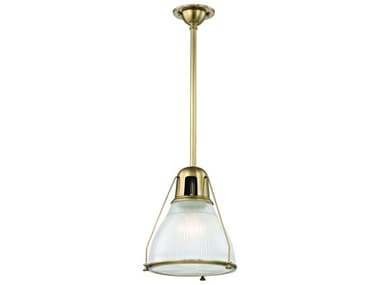 Hudson Valley Haverhill 12" 1-Light Aged Brass Glass Bell Mini Pendant HV7311AGB