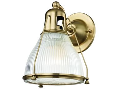 Hudson Valley Haverhill 10" Tall 1-Light Aged Brass Glass Wall Sconce HV7301AGB