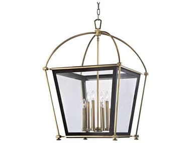Hudson Valley Hollis 24" Wide 8-Light Aged Brass Clear Glass Candelabra Lantern Chandelier HV3624AGB