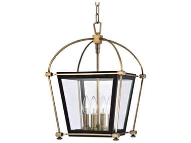 Hudson Valley Hollis 12" Wide 4-Light Aged Brass Clear Glass Candelabra Lantern Chandelier HV3612AGB