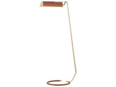 Hudson Valley Holtsville LED 45" Tall Aged Brass Saddle Brown Floor Lamp HVL1297AGB