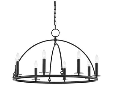 Hudson Valley Howell 32" Wide 8-Light Aged Iron Black LED Candelabra Round Tiered Chandelier HV9532AI