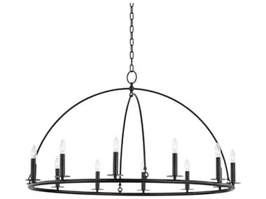 Hudson Valley Howell 47" Wide 12-Light Aged Iron Black LED Candelabra Round Tiered Chandelier HV9547AI
