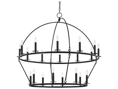 Hudson Valley Howell 47" Wide 20-Light Aged Iron Black LED Candelabra Round Tiered Chandelier HV9549AI