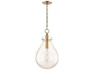 Hudson Valley Ivy 12&quot; 1-Light Aged Brass Clear Glass LED Pendant HVBKO102AGB