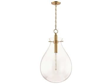 Hudson Valley Ivy 18&quot; 1-Light Aged Brass Clear Glass LED Pendant HVBKO103AGB