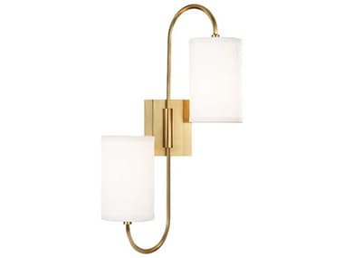 Hudson Valley Junius 22" Tall 2-Light Aged Brass White Glass Wall Sconce HV9100AGB