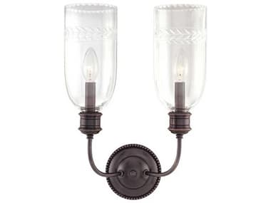 Hudson Valley Lafayette 17" Tall 2-Light Old Bronze Clear Glass Wall Sconce HV292OB