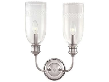Hudson Valley Lafayette 17" Tall 2-Light Polished Nickel Clear Glass Wall Sconce HV292PN