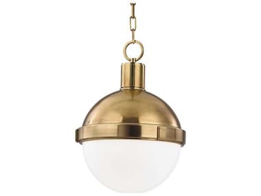 Hudson Valley Lambert 9" 1-Light Aged Brass White Glass Globe Round Mini Pendant HV609AGB