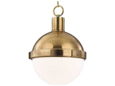 Hudson Valley Lambert 14" 1-Light Aged Brass White Glass Globe Round Pendant HV615AGB